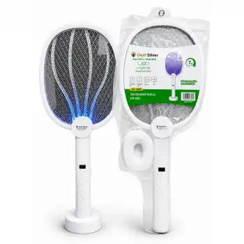 Gs-3602 Şarjlı Led Sivrisinek Öldürücü Raket Standlı Çift Kullanımlı Lityum Pilli