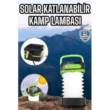 Güneş Enerjili Led Lamba Kamp Lambası Katlanabilir Lamba USB Şarjlı