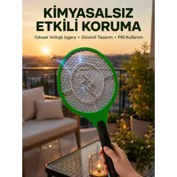 Hafif ve Ergonomik Elektronik Böcek Öldürücü – Güvenlik Koruması ile Pil Kontrollü