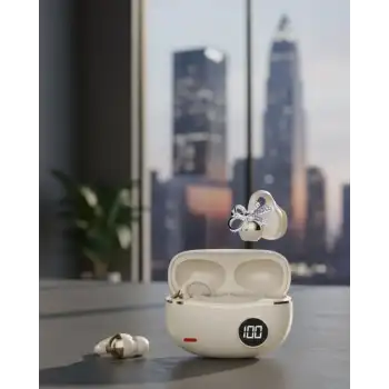 Handsfree Kablosuz Bluetooth Kulaklık Kristal Net Ses 2 Kurdele Küpe Hediyeli