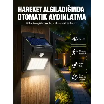 Hareket Algılamalı Solar LED Güvenlik Lambası Yeni Nesil
