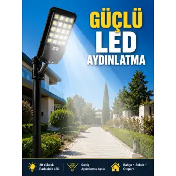Hareket Sensörlü Solar LED Aydınlatma 3 Modlu Uzaktan Kumandalı Bahçe Lambası