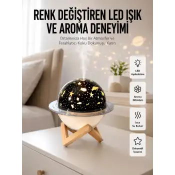Hava Nemlendirici Led Işıklı Gece Lambası Yıldız Görünümlü Renk Değiştiren