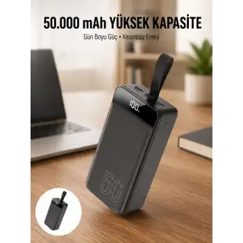 Hızlı Taşınabilir 50.000 Mah Powerbank Led Ekran Android ve İOS Uyumlu Yeni Nesil