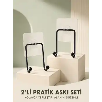 İkili Yapışkanlı Askı Seti Duvar Tipi Çok Amaçlı Pratik Askılık 2 Adet