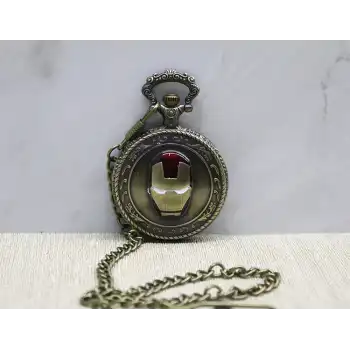 Iron Man Tasarımlı Köstekli Saat