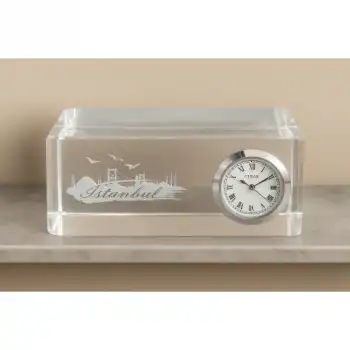 İstanbul Tasarımlı Kristal Saatli Biblo