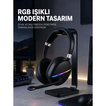 Kablosuz Bluetooth 5.0 Kulaklık RGB Işıklı Tasarım