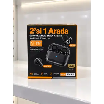 Kablosuz Bluetooth Kulaklık 4 Kulaklıklı 2’si 1 Arada Siyah