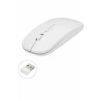 Kablosuz Mouse Fare Şarjlı Bluetooth Wireless Çift Modlu Sessiz