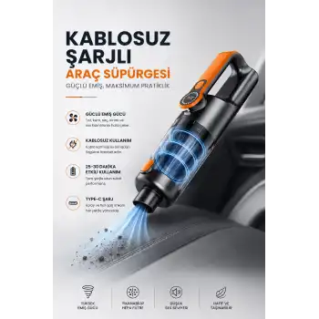 Kablosuz Şarjlı Araç ve Ev Tipi El Süpürgesi