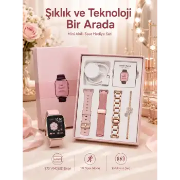 Kadınlar İçin Dokunmatik Ekran Akıllı Saat ve  Kablosuz Bluetooth Kulaklık ANC Özelliği