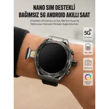 Kameralı 5G Android Akıllı Saat AMOLED Ekran Wi-Fi GPS SIM Kart Destekli