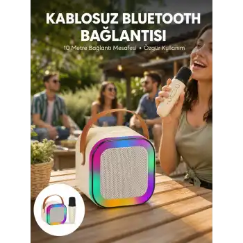 Karaoke Mikrofon Hoparlör Seti 6 Saat Kullanım Süresi Yeni Nesil