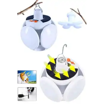 Katlanabilir Askılı Kamp Lambası 5 Kanatlı Pratik Güneş Enerjili