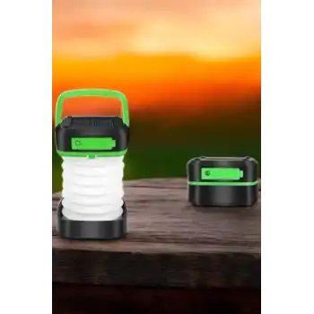 Katlanabilir Kamp Lambası Solar Fener Görünümlü 3 Kademeli Şarjlı