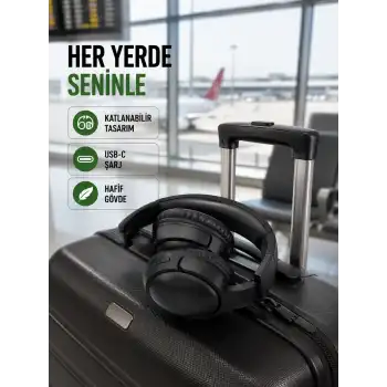 Katlanabilir USB-C Şarjlı Bluetooth Kulaklık