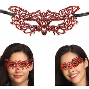 Kırmızı Dantel Masquerade Maskesi 9 No