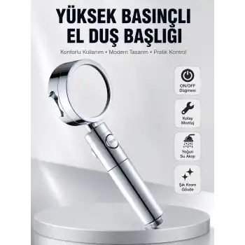 Kolay Montajlı 3 Modlu Yüksek Basınç Duş Başlığı