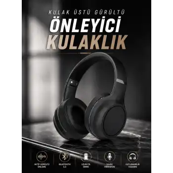 Kulak Üstü Kablosuz Bluetooth Kulaklık Gürültü Önleyici Ayarlanabilir