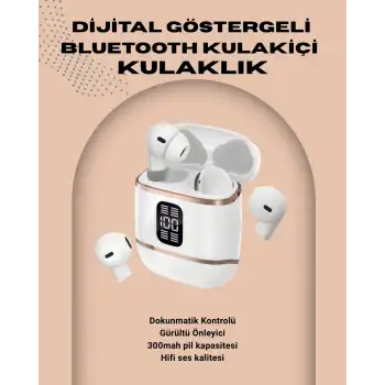 Kulakiçi Bluetooth Kulaklık V5.3 – 4’lü Set, Dijital Ekranlı, Gürültü Engelleme