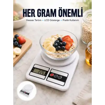 LCD Ekranlı Yüksek Hassasiyetli Dijital Mutfak Terazisi Yeni Nesil