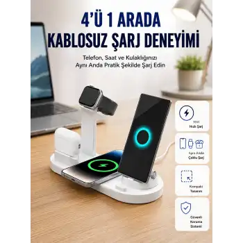 Masaüstü Düzenleyici 4’ü 1 Arada Kablosuz Şarj Aksesuarı Yeni Nesil