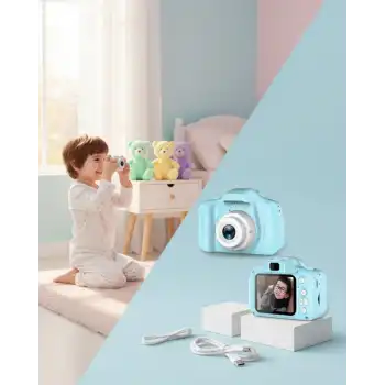 Mavi Mini Dijital Kamera HD Video ve Fotoğraf Çekimli USB Şarjlı Kompakt Kayıt Cihazı