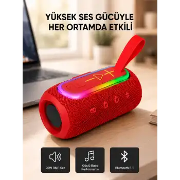 Mavi Taşınabilir Bluetooth Hoparlör Kompakt Tasarım ve Güçlü Ses