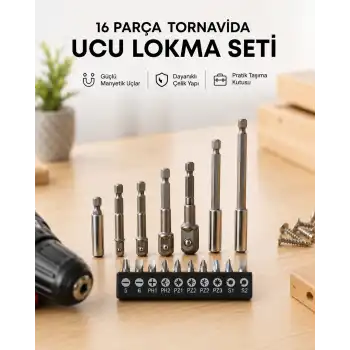 Metal Gövdeli 16lı Bits Seti Çok Amaçlı Tornavida Uçları