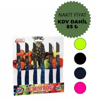 My01 Dişli Meyve Bıçak Takımı (6 Parça, Renkli)