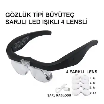 - Şarjlı gözlük Büyüteç  4 Farklı Lens -11537dc