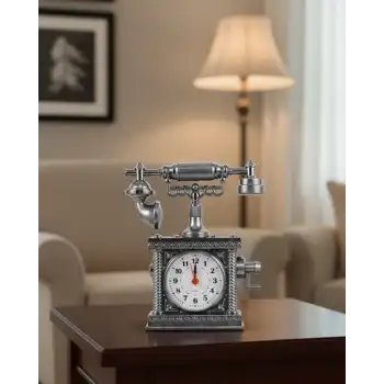 Nostaljik Telefon Tasarımlı Masa Saati Yüksek Sesli Alarm