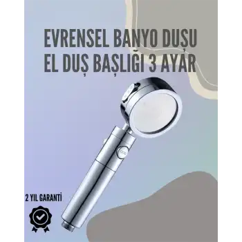 Paslanmaz Çelik Çok Fonksiyonlu El Duş Başlığı – 3 Modlu Püskürtme Seçeneği