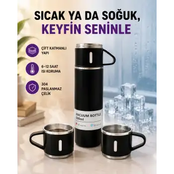 Paslanmaz Çelik Termos Seti | 500 ml Kapasite, 6-12 Saat Isı Koruma, Hediye Kutulu