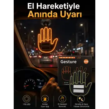 Pilli Led Işık Araç Camı İçin Uzaktan Kumandalı El Simgesi