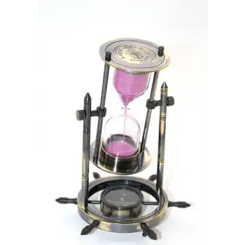 Pirinç Dümenli Pusulalı Kum Saati