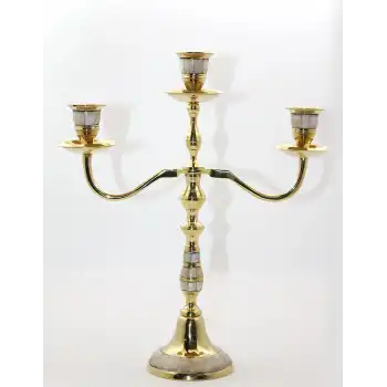 Pirinç Sedefli 3lü Şamdan Model 2