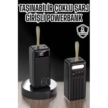 Powerbank 60.000 MAH 4 Portlu Uzun Şarj Süreli Dijital Göstergeli