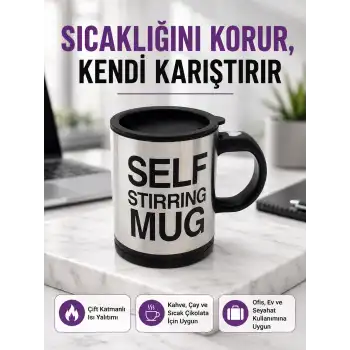 Pratik ve Dayanıklı Termos Kupa | Tek Tuşla Otomatik Karıştırma