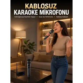 Profesyonel Kablosuz Mikrofon Seti Çift Mikrofonlu