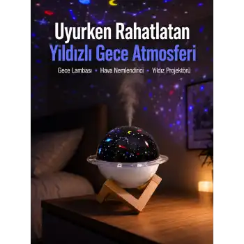 Projektör ışığı bulunan USB bağlantılı mini aromaterapi destekli hava nemlendirici