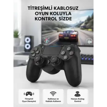 PS4 Kablosuz Oyun Kolu V2 – Bluetooth Bağlantılı, Titreşimli, PC ve Mobil Uyumlu