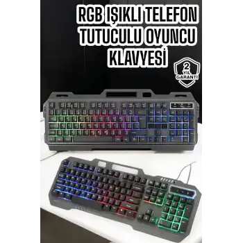 Q Klavye RGB Işıklı Klavye Ve Mouse Seti Kablolu Mouse Hediyeliş