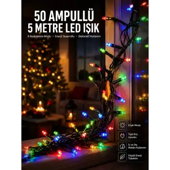 Renk Pilli Led Işık Çok Fonksiyonlu Enerji Tasarruflu 5 Metre