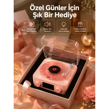 Retro Bluetooth Hoparlör – Yumuşak Gece Lambası ve Saat Göstergeli Yeni Nesil