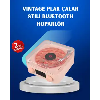 Retro Saatli Bluetooth Hoparlör – Gece Lambalı Kristal Ses Kalitesi