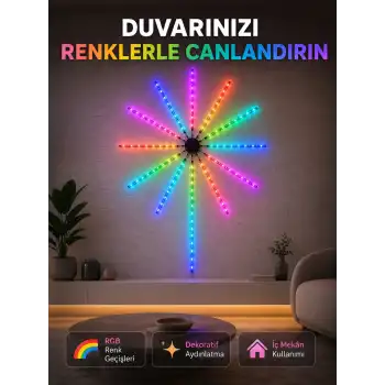 RGB Fireworks LED Duvar Aydınlatması Telefon Kontrollü Dekoratif Ortam Işığı