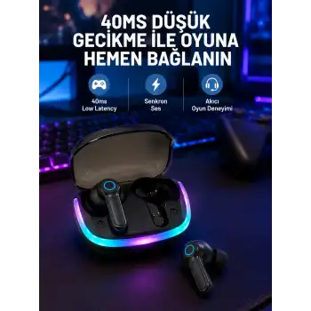 RGB Şarj Kutulu TWS Kablosuz Kulaklık Bluetooth 5.4 HD Voice Type-C Şarj Destekli