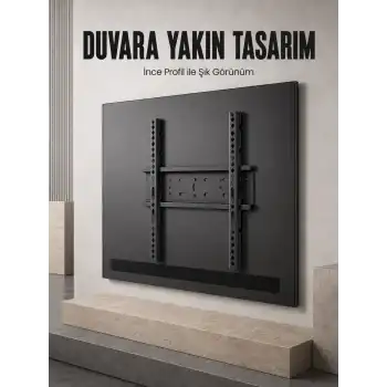 Sabit Televizyon Askı Aparatı 50-95 İnce Profil Sağlam Metal TV Duvar Braketi